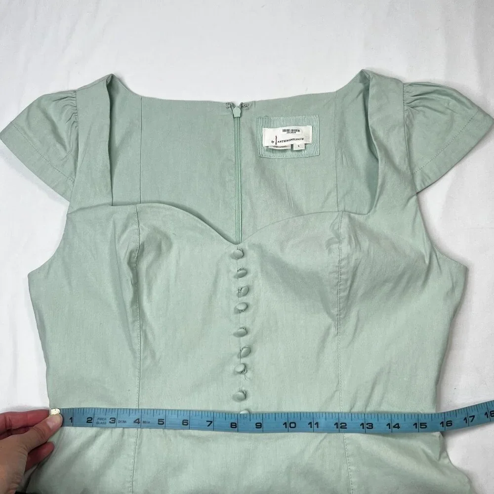 Anthropologie The Cecily Fit Flare Sweetheart Mini dress Pastel Mint Green LG